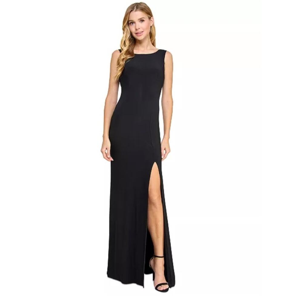 B.Darlin black formal prom dress gown pearl accents size 3/4